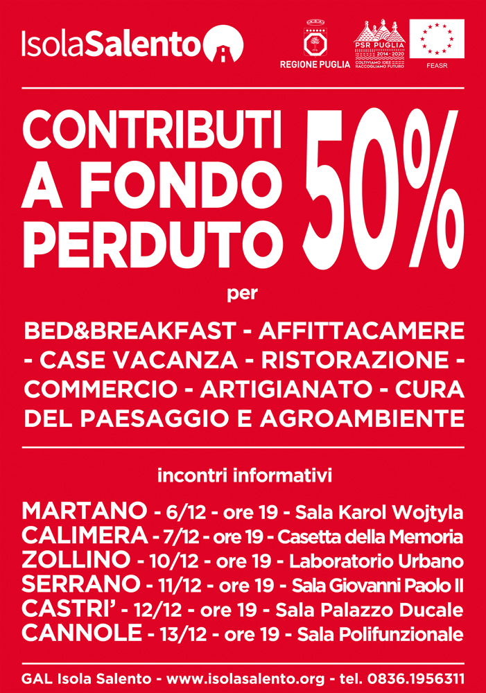 GAL Isola Salento, al via la serie di incontri per presentare le nuove opportunità di finanziamento