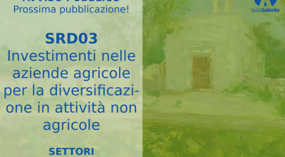 Scheda riassuntiva provvisoria del Bando Azione A.2 SRD03 “Investimenti nelle aziende agricole per la diversificazione in attività non agricole”