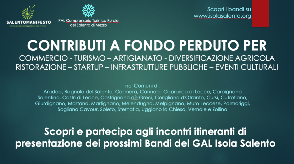 Nuovo ciclo di incontri di presentazione dei Bandi di prossima pubblicazione